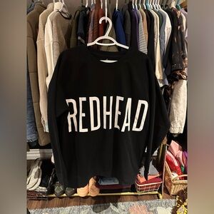 Brunette The Label Black Sweatshirt with White 'REDHEAD' Text